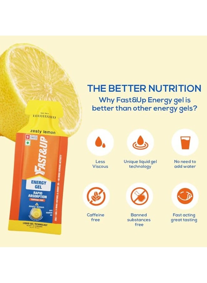 FAST&UP ENERGY GELS - INSTANT ENERGY + CAFFEINE (pack of 5) - zesty lemon flavour