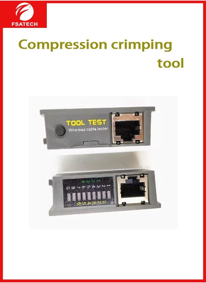 Crimps RJ45 8P8C RJ12 RJ11 6P6C/4C/2C, RJ10 and RJ9 4P4C/2C Connectors, Strip Cut and Test Ethernet Cables w/Cable Tester