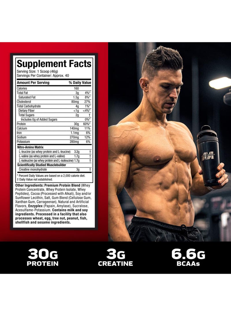 Nitro Tech Whey Isolate PreWorkout Milk Chocolate 40 Servings, 1.81kg