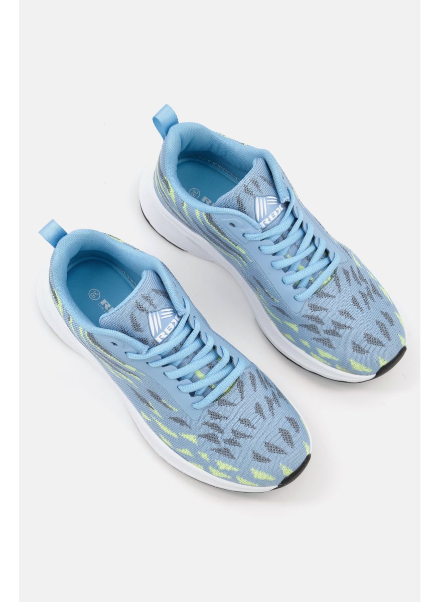 Women Lace Up Sportswear Shoes, Blue Combo