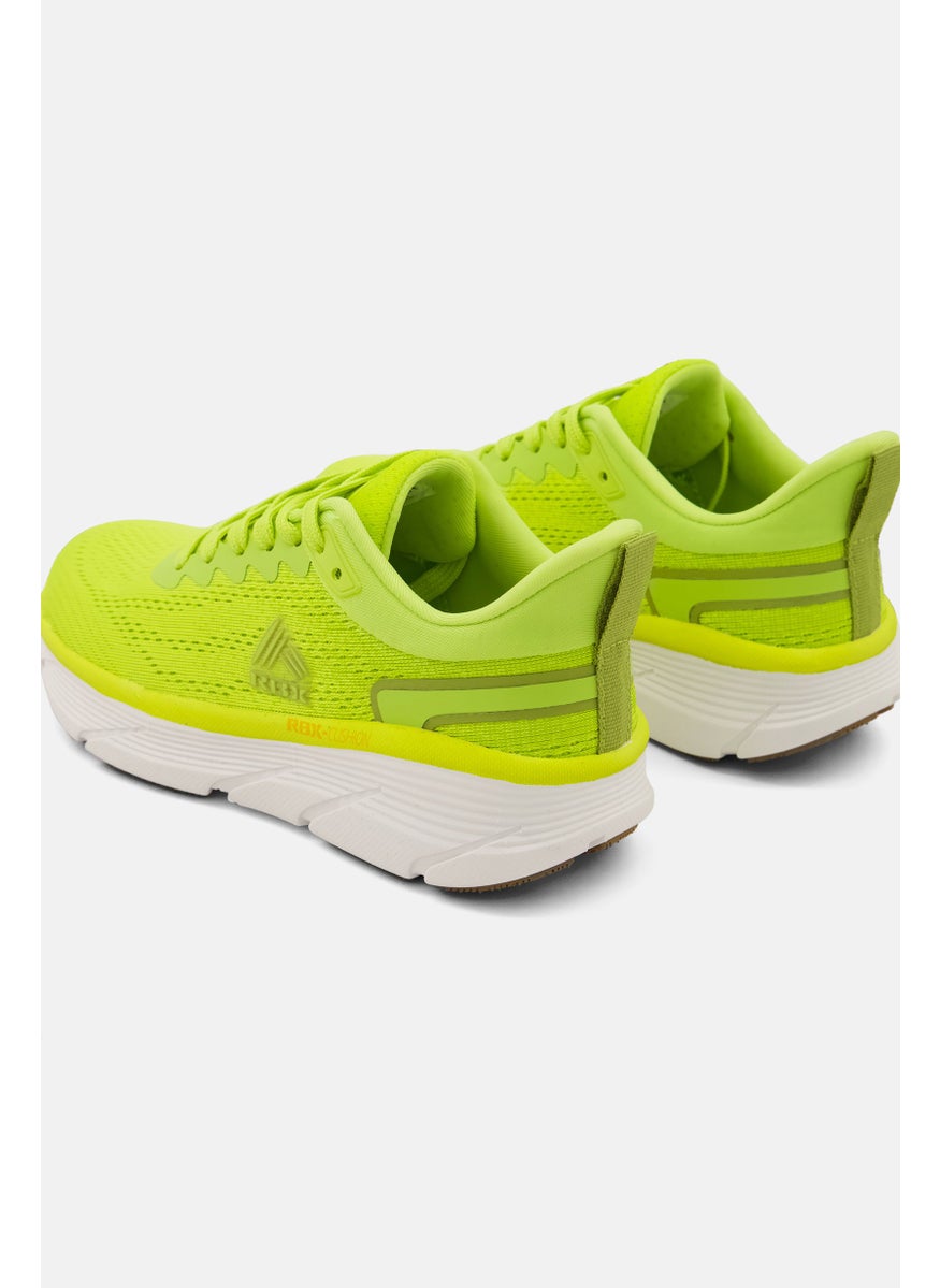 Women Brand Logo Lace Up Sports Shoes, Lime/White