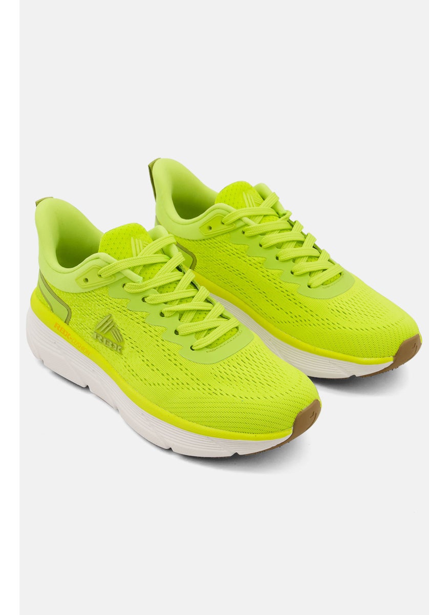 Women Brand Logo Lace Up Sports Shoes, Lime/White