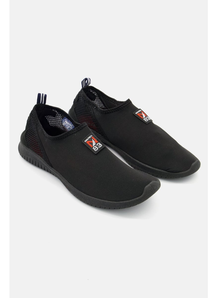 Men Brand Logo Slip On Casual Shoes, Black