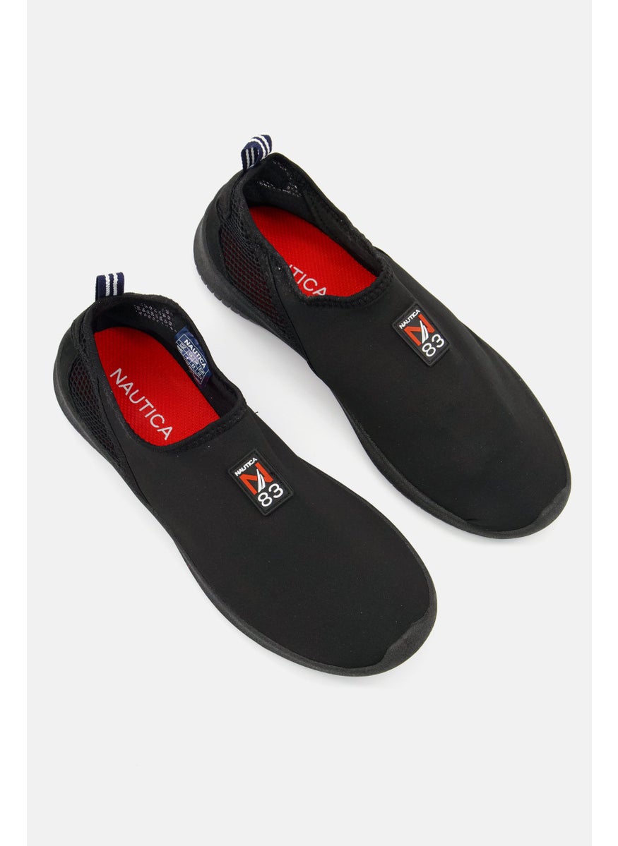 Men Brand Logo Slip On Casual Shoes, Black