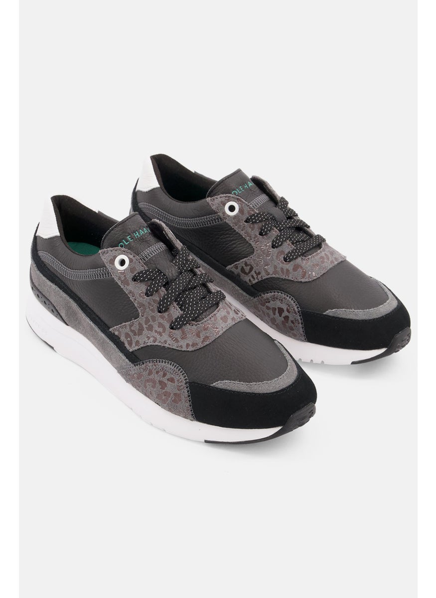Women Lace Up Casual Shoes, Black Combo