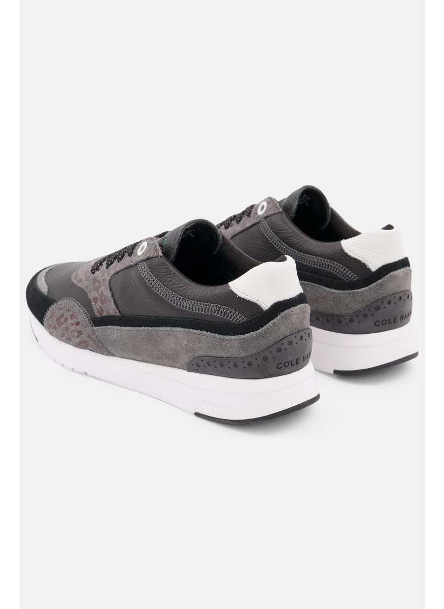 Women Lace Up Casual Shoes, Black Combo