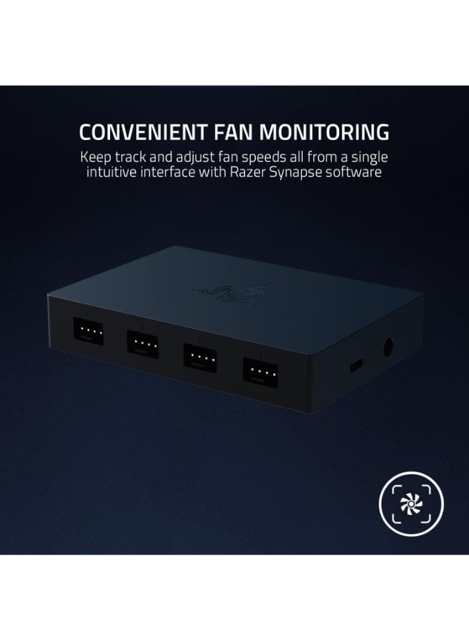 Razer PWM PC Fan Controller: Connects Up to 8 Fans I Supports 4-pin X 8 PWM headers I Custom Fan Curve Profiles I Convenient Fan Monitoring I Thin Profile I Black