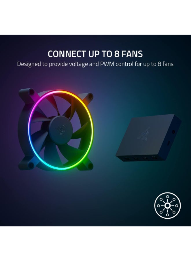 Razer PWM PC Fan Controller: Connects Up to 8 Fans I Supports 4-pin X 8 PWM headers I Custom Fan Curve Profiles I Convenient Fan Monitoring I Thin Profile I Black