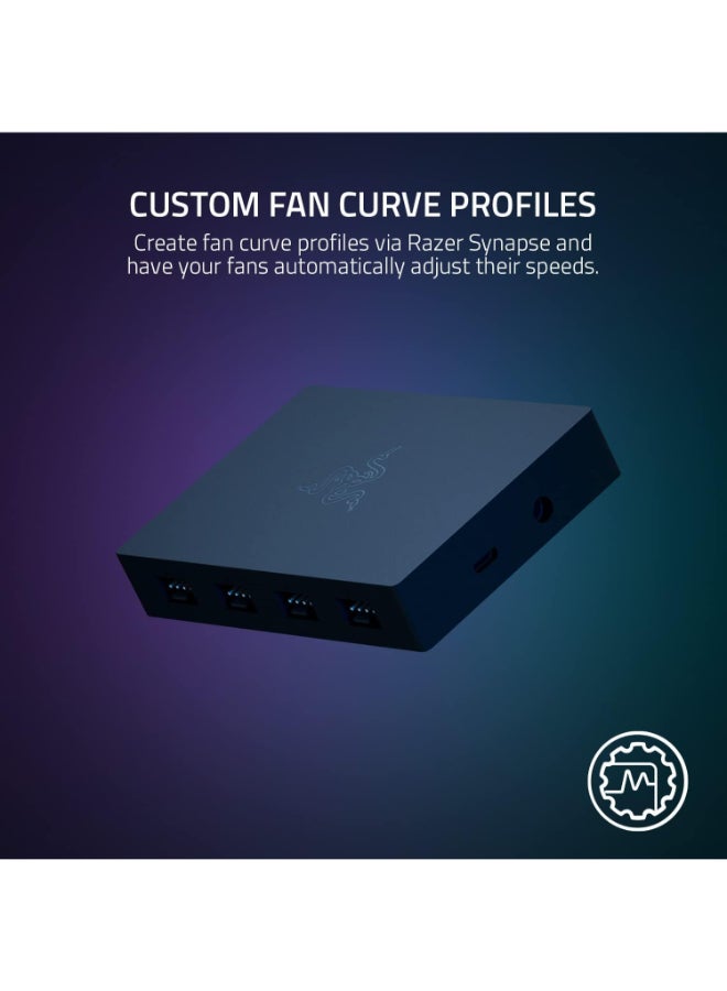 Razer PWM PC Fan Controller: Connects Up to 8 Fans I Supports 4-pin X 8 PWM headers I Custom Fan Curve Profiles I Convenient Fan Monitoring I Thin Profile I Black