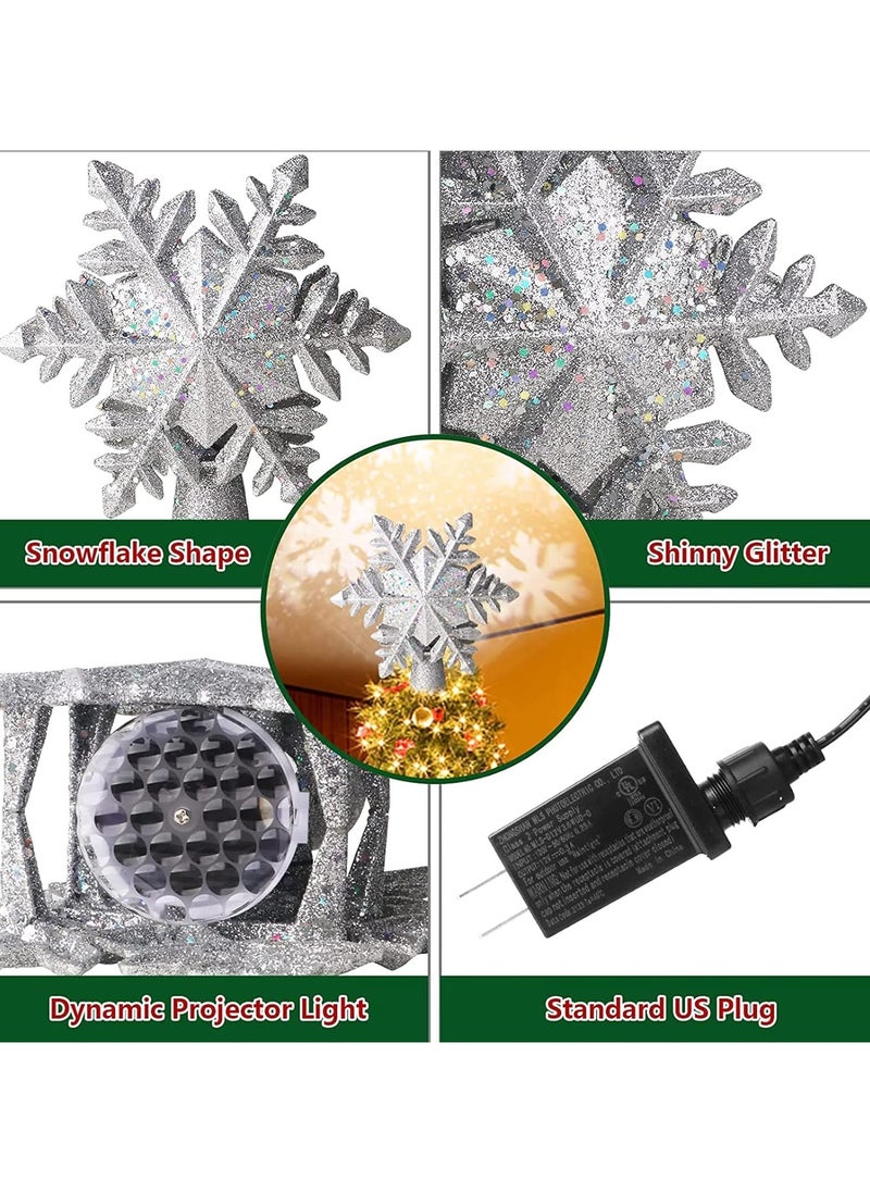 LED Projector Light 3D Rotating Snowflake Projector Light Snowflake Tree Decorative Pendant Projector Light (Silver Snowflake)