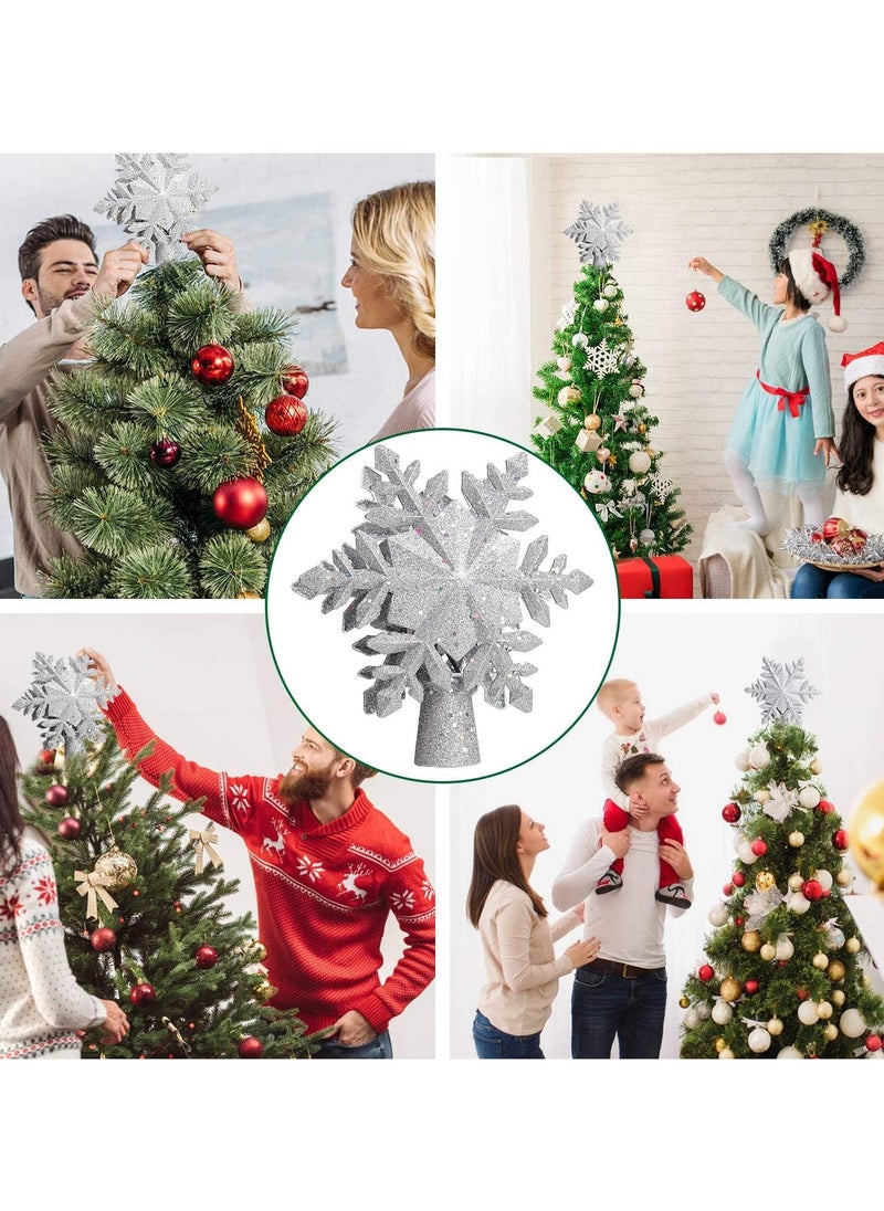 LED Projector Light 3D Rotating Snowflake Projector Light Snowflake Tree Decorative Pendant Projector Light (Silver Snowflake)