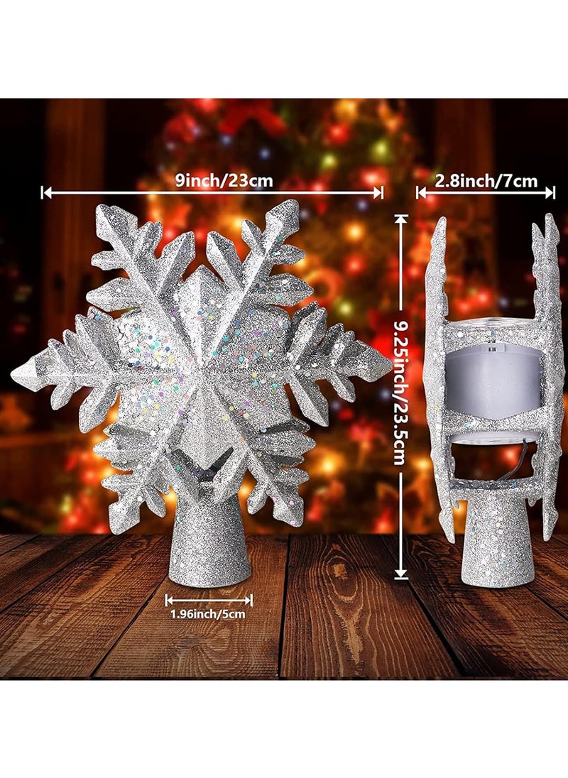 LED Projector Light 3D Rotating Snowflake Projector Light Snowflake Tree Decorative Pendant Projector Light (Silver Snowflake)