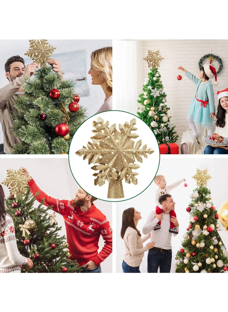 LED Projector Light 3D Rotating Snowflake Projector Light Snowflake Tree Decorative Pendant Projector Light (Golden Snowflakes)