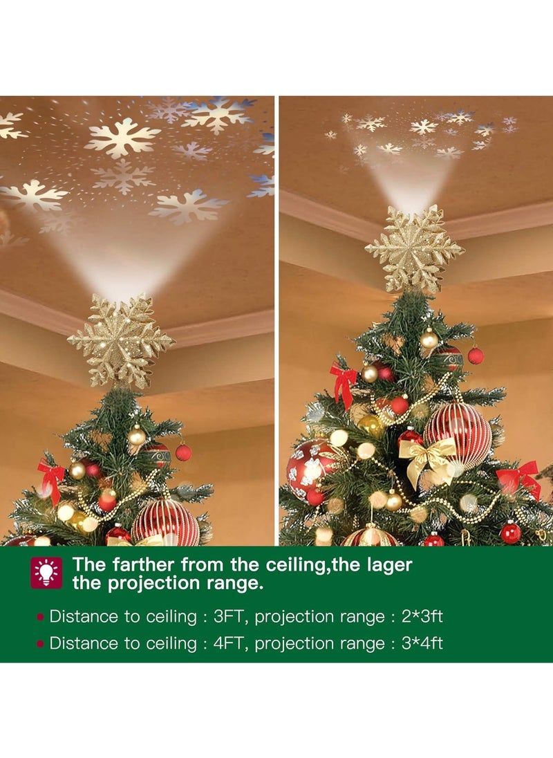 LED Projector Light 3D Rotating Snowflake Projector Light Snowflake Tree Decorative Pendant Projector Light (Golden Snowflakes)