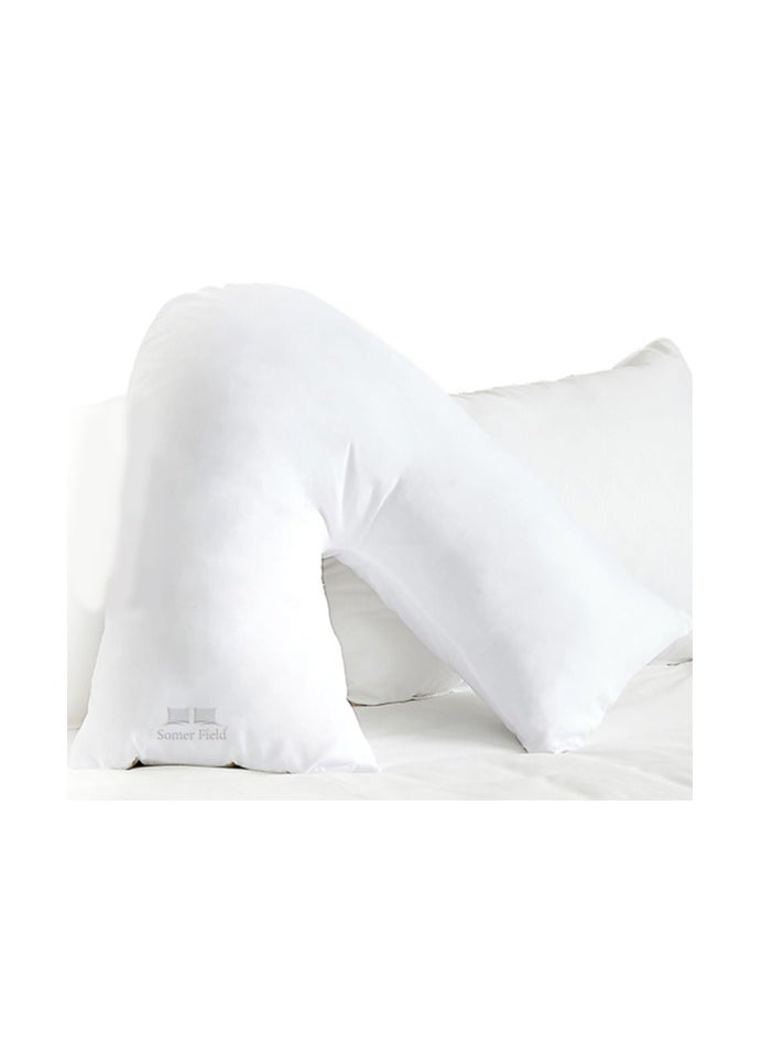 Somer Field - Soft Comfortable V Pillow + FREE Pillowcase, For Support During & After Pregnancy, For Extra Cushioning Support Can Also Be Used For Neck Head & Back, Best Buy - White