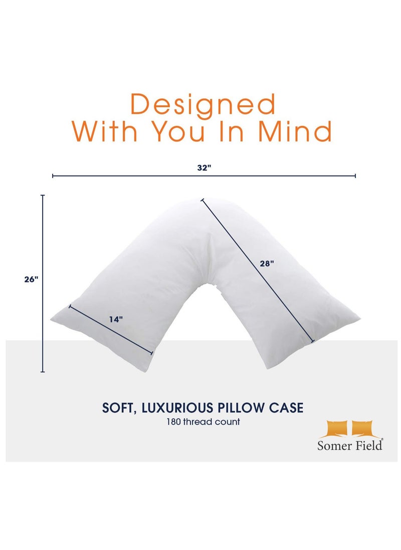 Somer Field - Soft Comfortable V Pillow + FREE Pillowcase, For Support During & After Pregnancy, For Extra Cushioning Support Can Also Be Used For Neck Head & Back, Best Buy - White