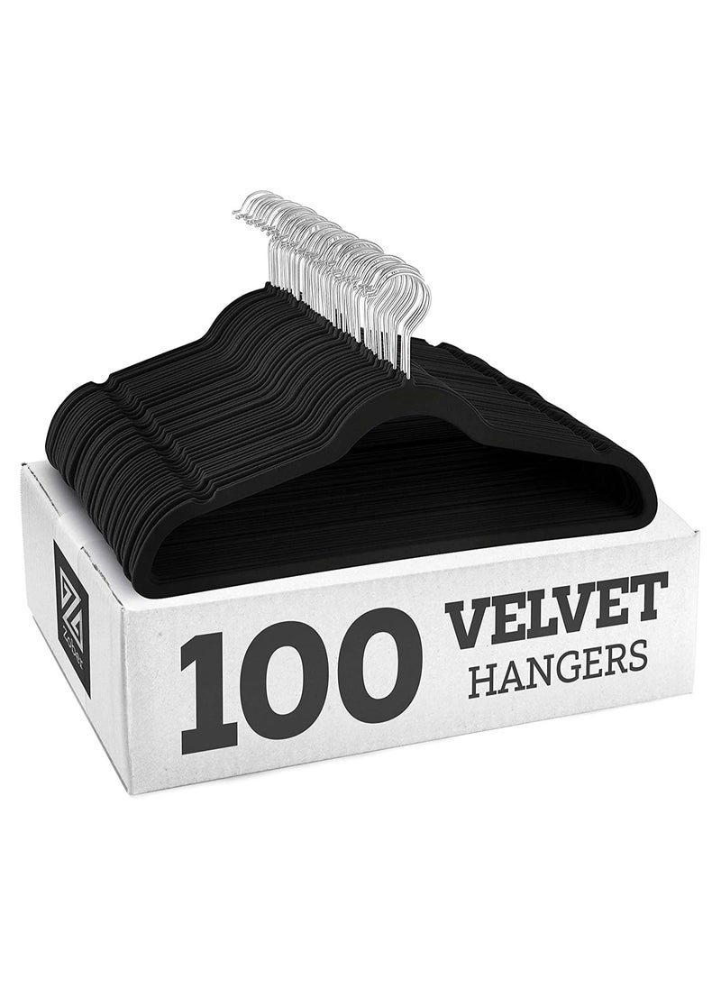 100 Pack Ultra Thin Space Saving 360 Degree Swivel Hook Strong and Durable Clothes Hangers