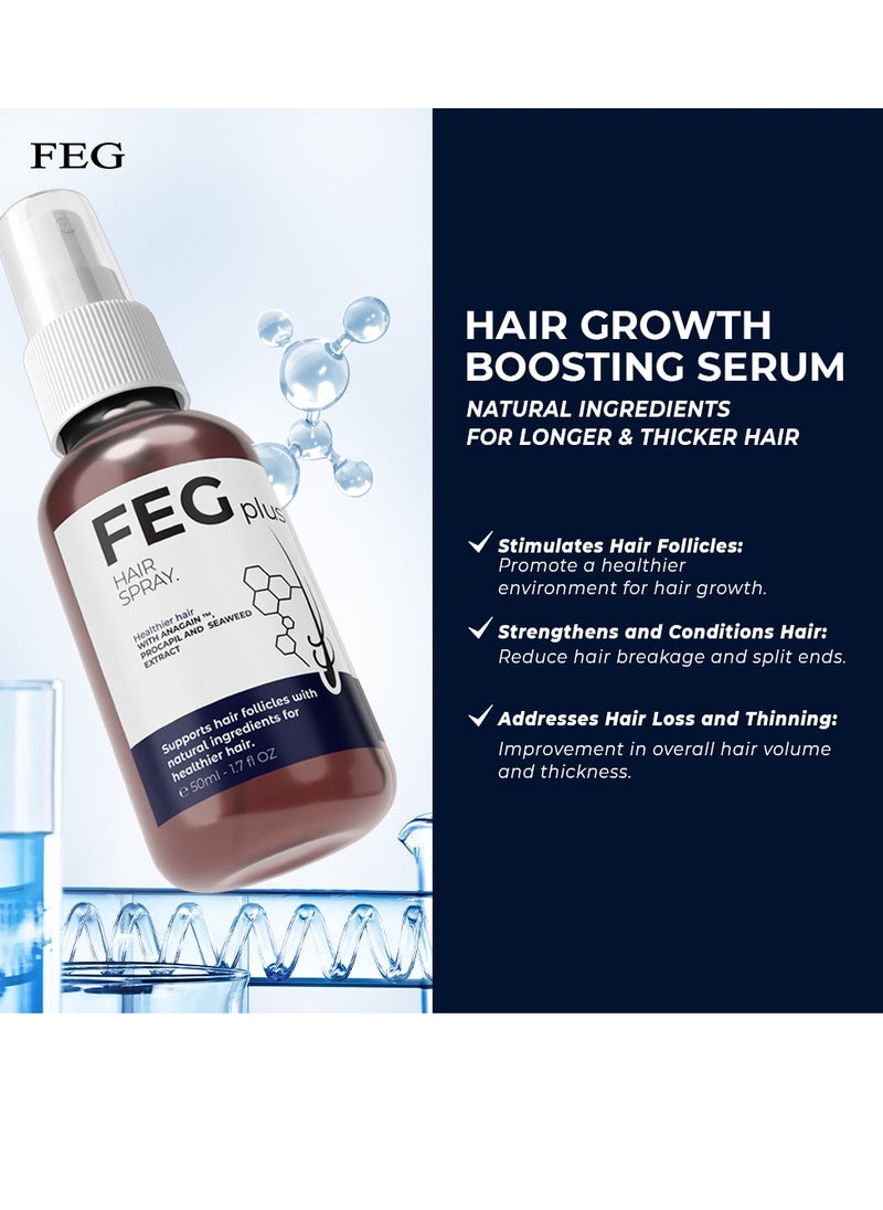 FEGPLUS 2Pcs Hair & Beard Growth Serum (50ml) + KASOMO Hair Repair Mask Deeply Moisturizing With Hydrolyzed Keratin (250ml), Control Hair Loss & Regrow Hair, Natural Ingredients Help Hair Stronger & Healthier