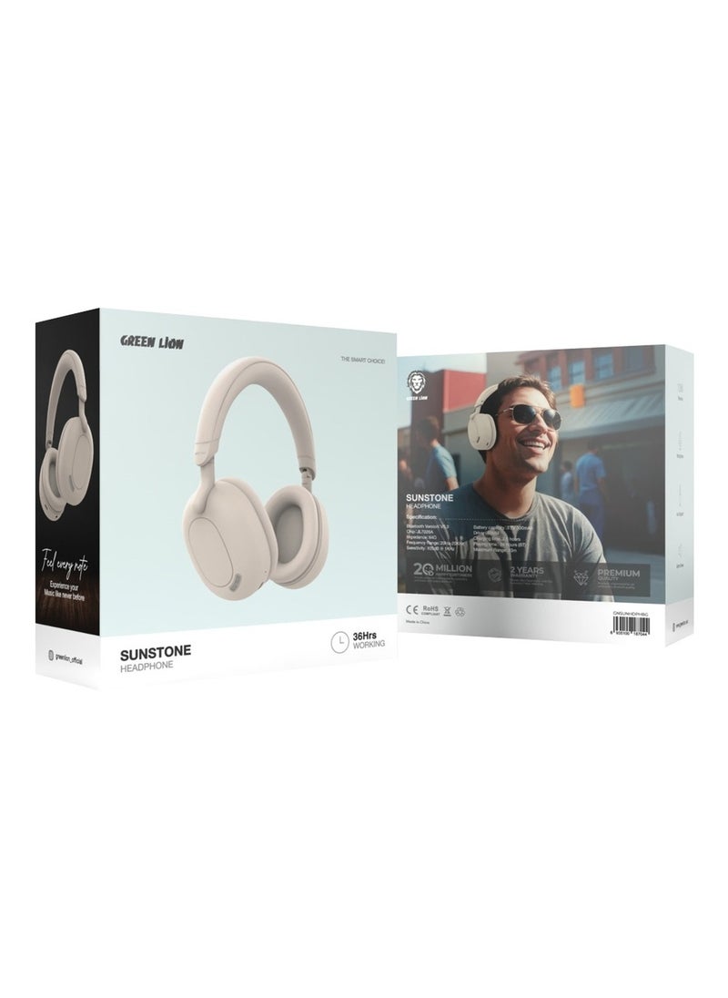 Sunstone Headphone / Long Hours Playing Time / Long-Range Working Distance / AUX Support / Microphone / V5.3 Bluetooth Version / 40mm Driver - Beige