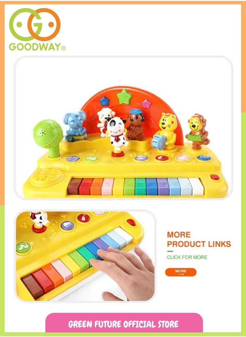 Kids Toys Interactive Music Piano - Colorful Animal Figurine Learning Keyboard with Lights & Sounds for Toddlers