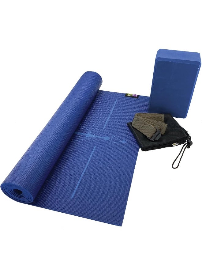 GoFit Complete Yoga Kit with Yoga Mat, Foam Block, Strap, Yoga Pose Wall Chart, and Carrying Bag