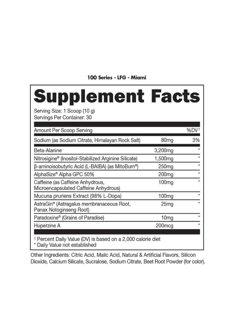 LFG Pre Workout 100 Series 30 servings MIAMI