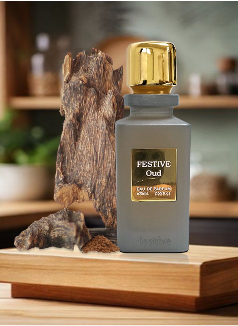 Oud by Festive, Eau De Perfume,Premium Quality Oud Fragraance UNISEX With Luxury Box And Gift Bag,for both Men And Women 75ml