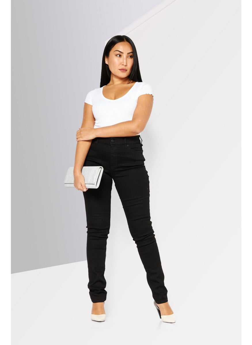 Women D-Roisin Skinny Fit Plain Stretchable Denim Jeans, Black