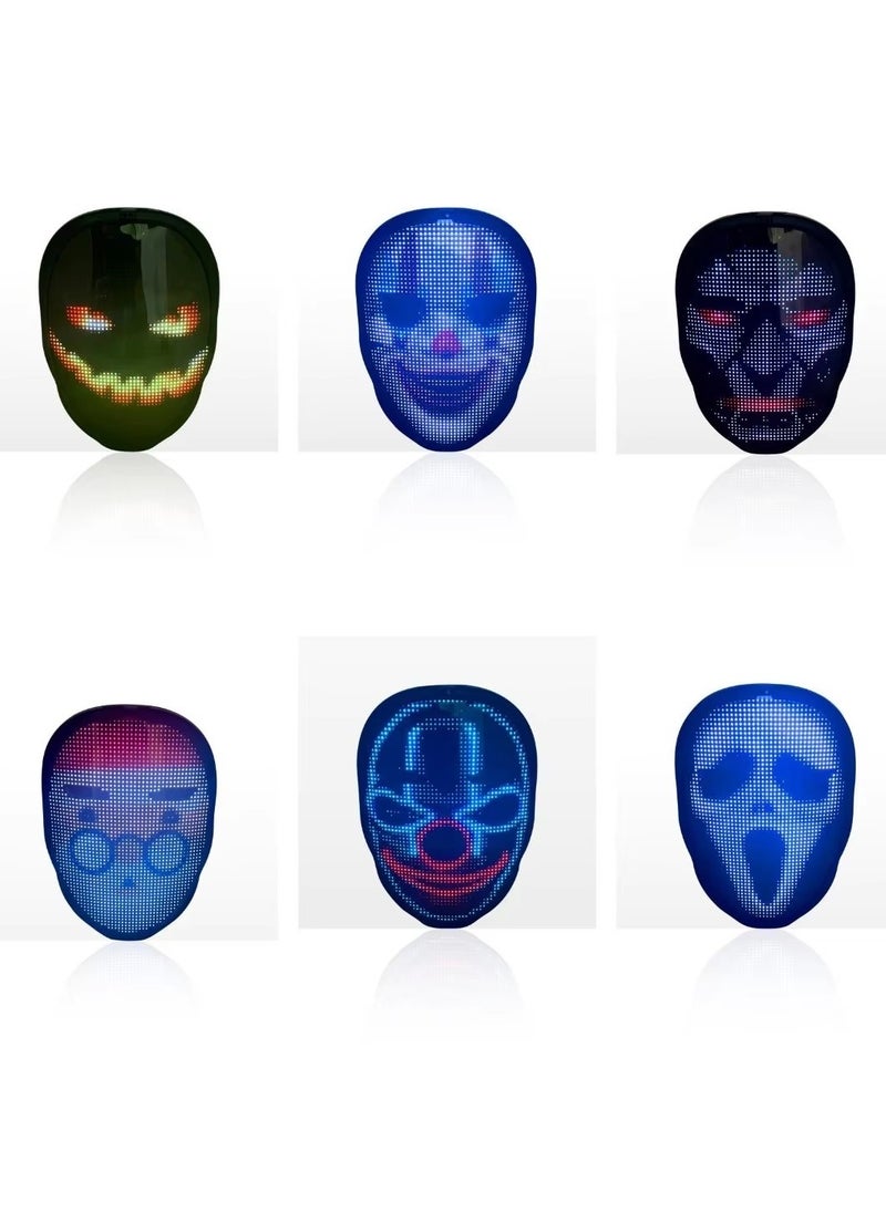 Led Mask with Bluetooth Programmable App, Shining Led Light Up Face Mask for Adult Kid Masquerade Party