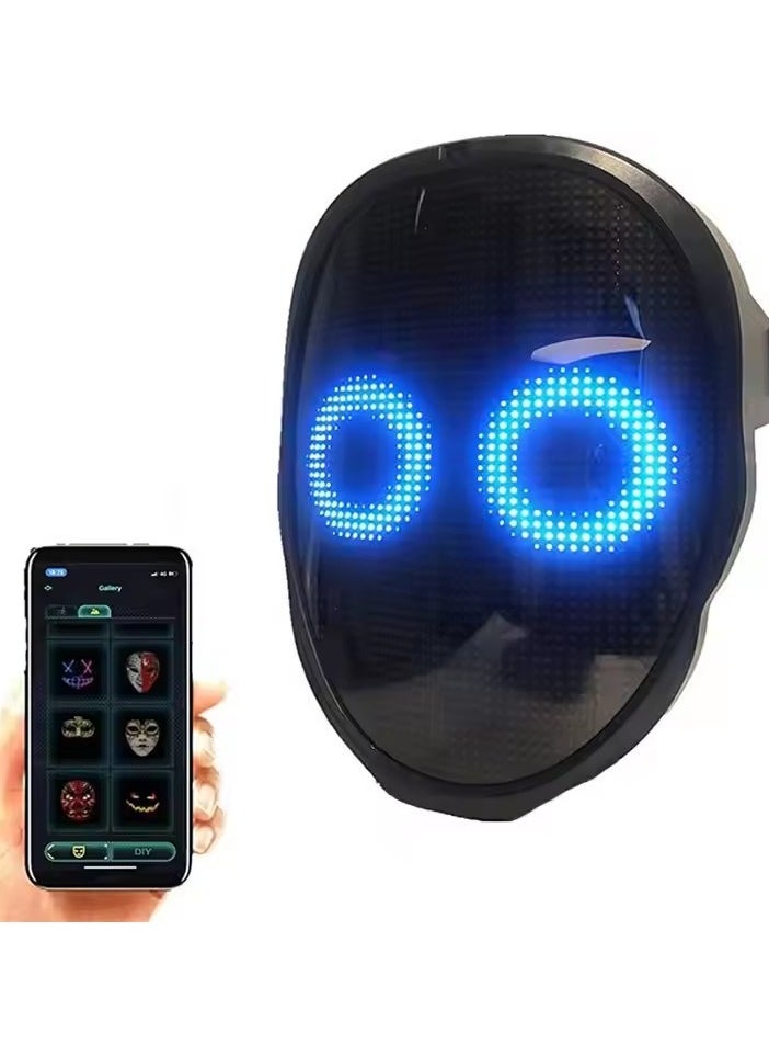 Led Mask with Bluetooth Programmable App, Shining Led Light Up Face Mask for Adult Kid Masquerade Party