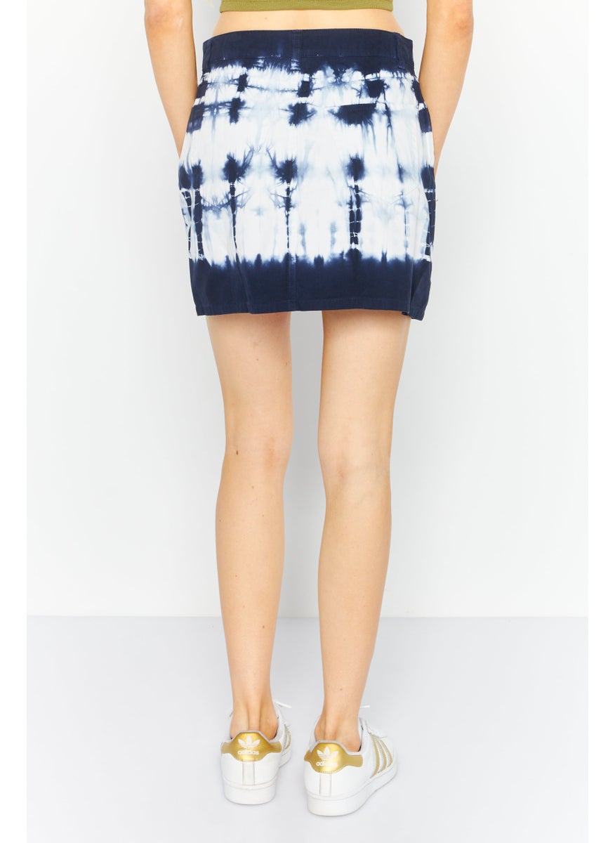 Women Tie Dye Mini Skirt, Blue/White