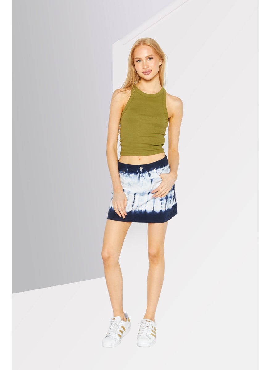 Women Tie Dye Mini Skirt, Blue/White