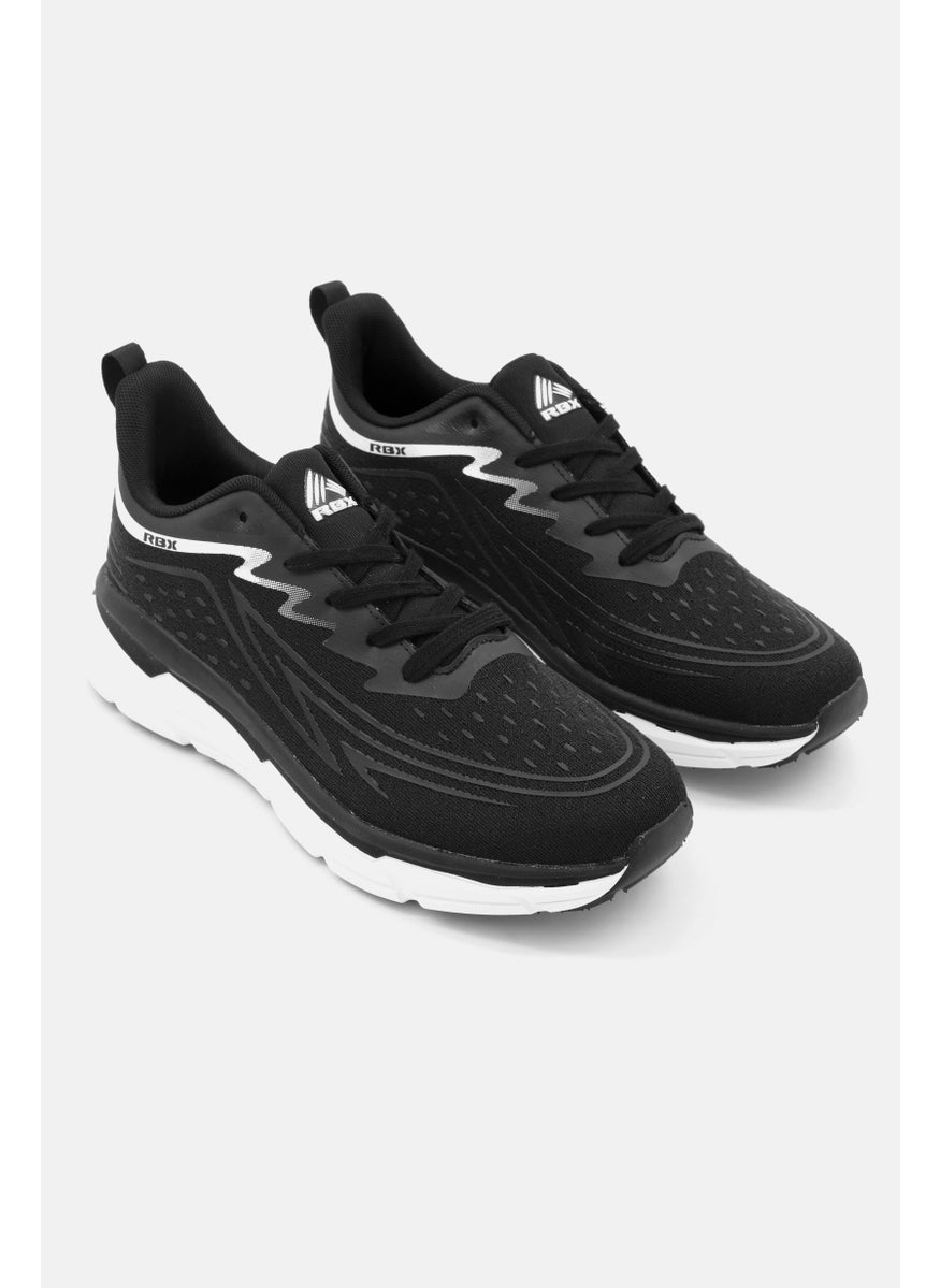 Men Lace Up Running Shoes, Black/White