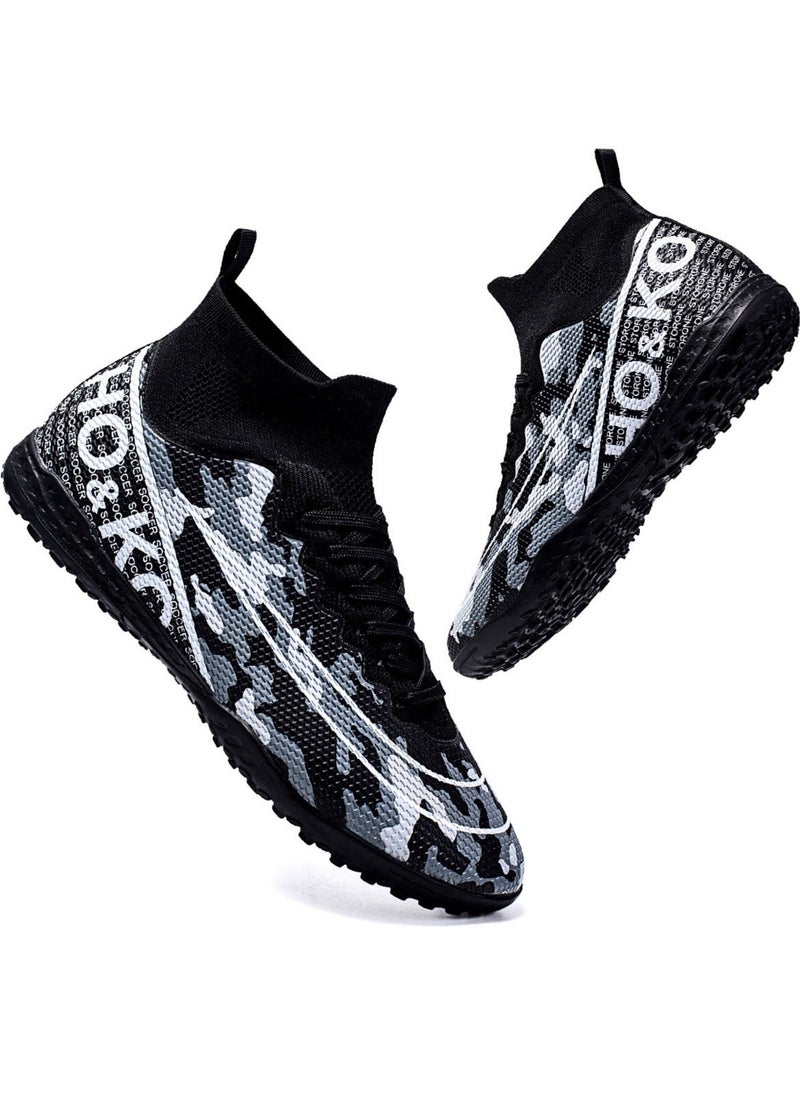 Football Shoes With High Tops, Broken Nails And Long Nails, Men's And Women's Actual Competition Training Shoes, Lace-Up Breathable Grass Sports Shoes, Outdoor Running Shoes