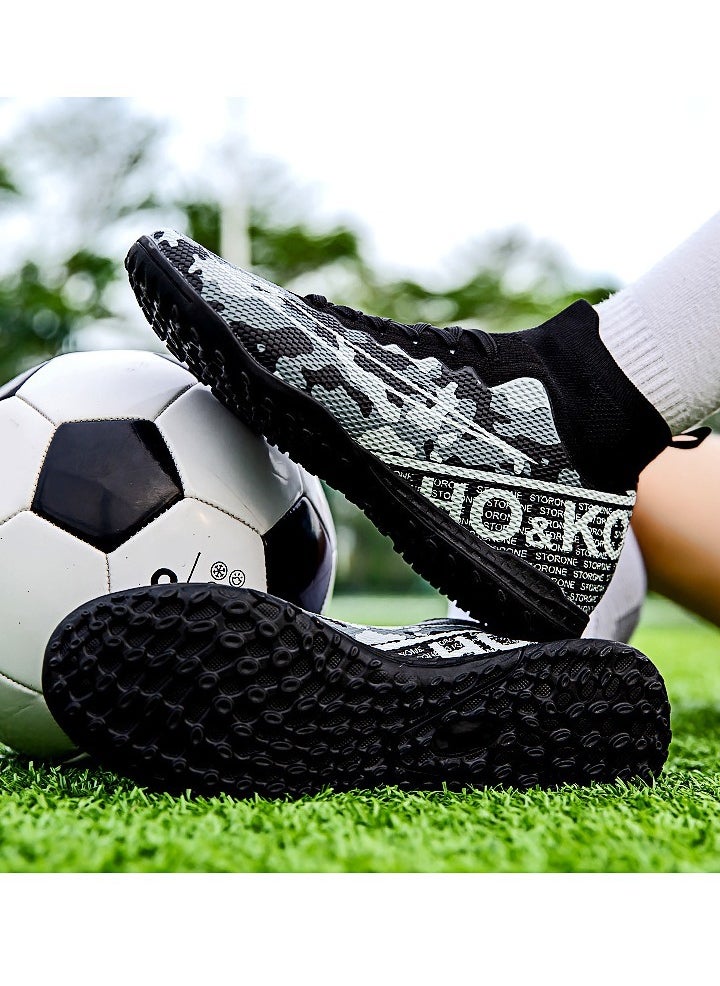 Football Shoes With High Tops, Broken Nails And Long Nails, Men's And Women's Actual Competition Training Shoes, Lace-Up Breathable Grass Sports Shoes, Outdoor Running Shoes