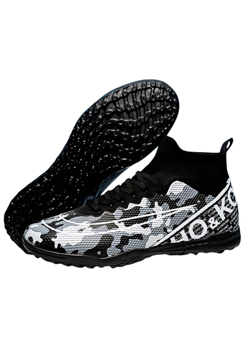 Football Shoes With High Tops, Broken Nails And Long Nails, Men's And Women's Actual Competition Training Shoes, Lace-Up Breathable Grass Sports Shoes, Outdoor Running Shoes