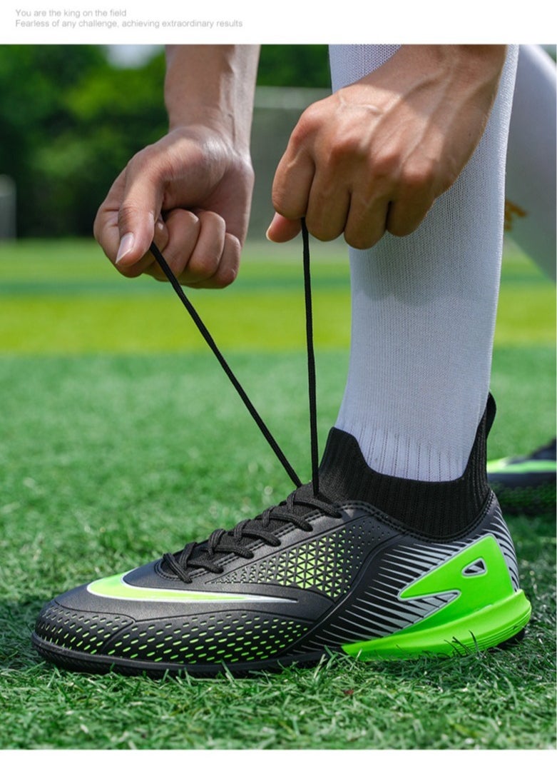 Football Lawn Sneakers, High-top Lace-up Football Shoes, Ball Control Uppers For Men And Women, Breathable And Non-Slip Professional Football Shoes