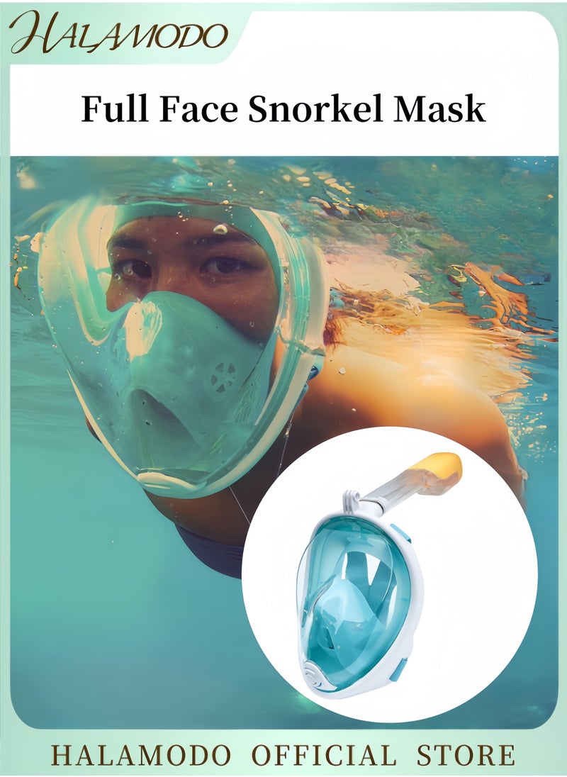 Full Face Snorkel Mask Snorkeling Gear for Adults to Breathe Through Mouth or Nose Snorkeling Mask with Camera Mount for Safe Breathing & Anti-Leak & Anti-Fog