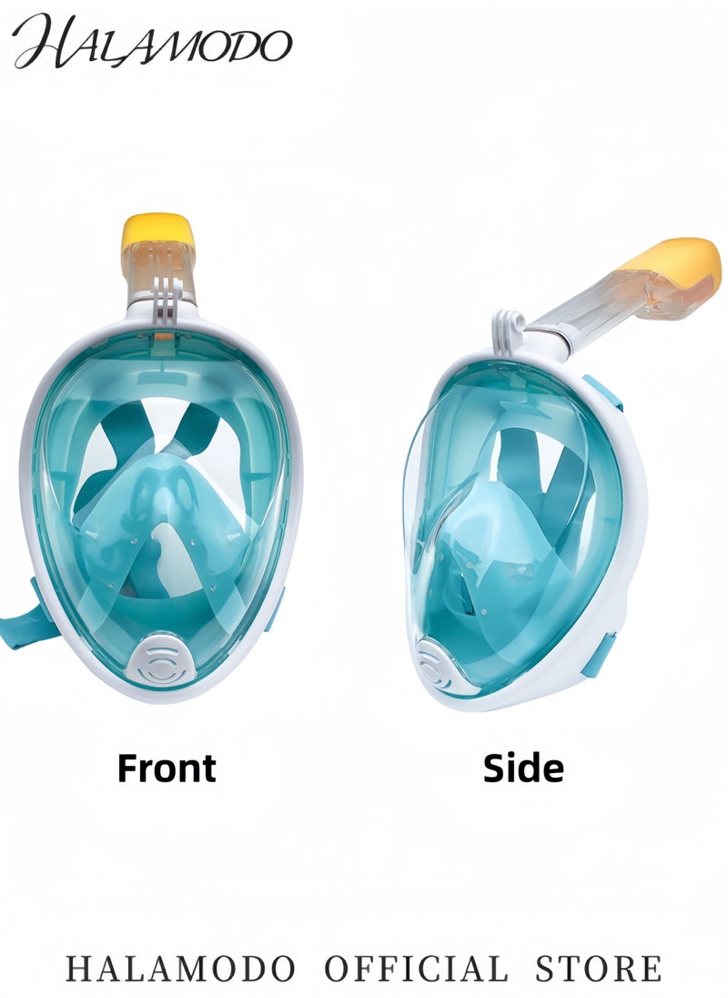 Full Face Snorkel Mask Snorkeling Gear for Adults to Breathe Through Mouth or Nose Snorkeling Mask with Camera Mount for Safe Breathing & Anti-Leak & Anti-Fog