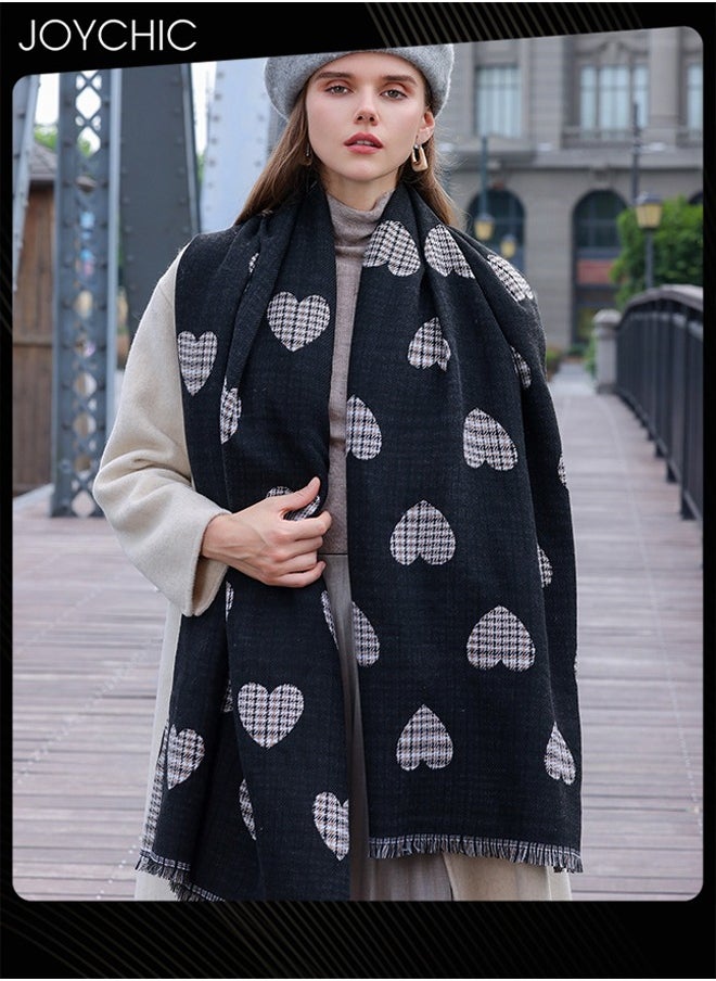 New Style Love Printed Autumn and Winter Mid-length Outdoor Warm Windproof Scarf for Women