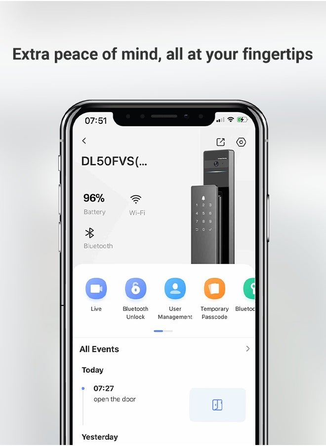 EZVIZ DL50FVS 8-in-1 Smart Door Lock, Keyless Entry, 3D Face Recognition, 8GB Storage, 2m Night Vision, Intercom, App Control, Installation Included for First 1000 Customers