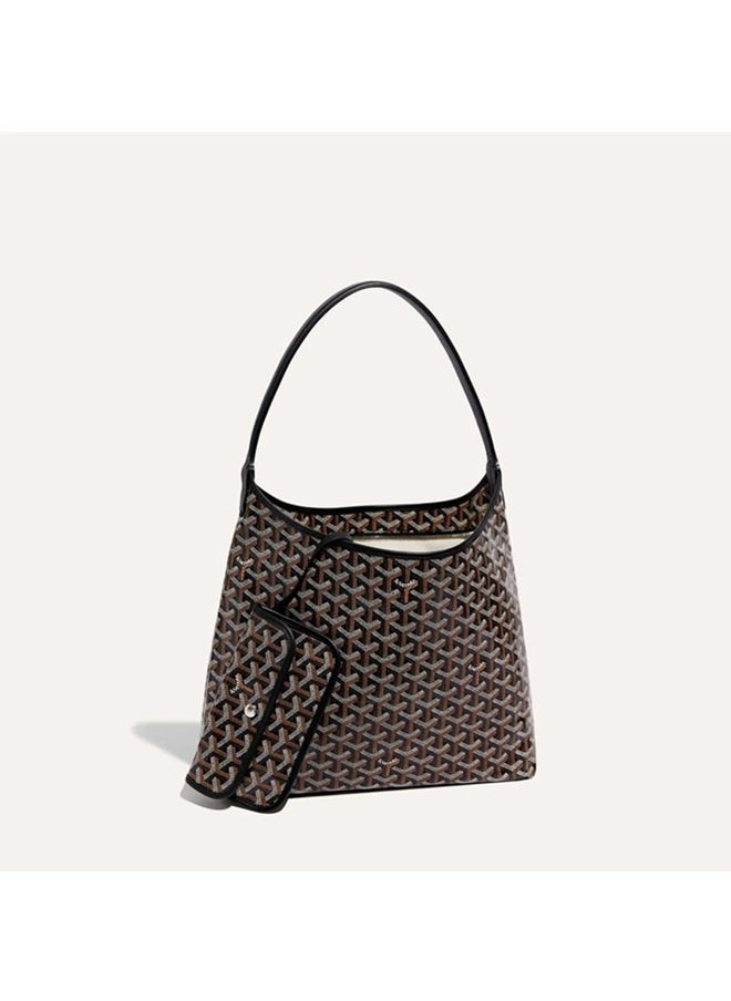 Women's Fashionable Pu Leather Woven Texture Tote Bag Casual Versatile Large Capacity Underarm Bag Inner Matte And Scratch Resistant Casual Handbag