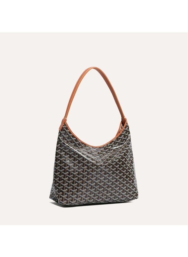 Women's Fashionable Pu Leather Woven Texture Tote Bag Casual Versatile Large Capacity Underarm Bag Inner Matte And Scratch Resistant Casual Handbag