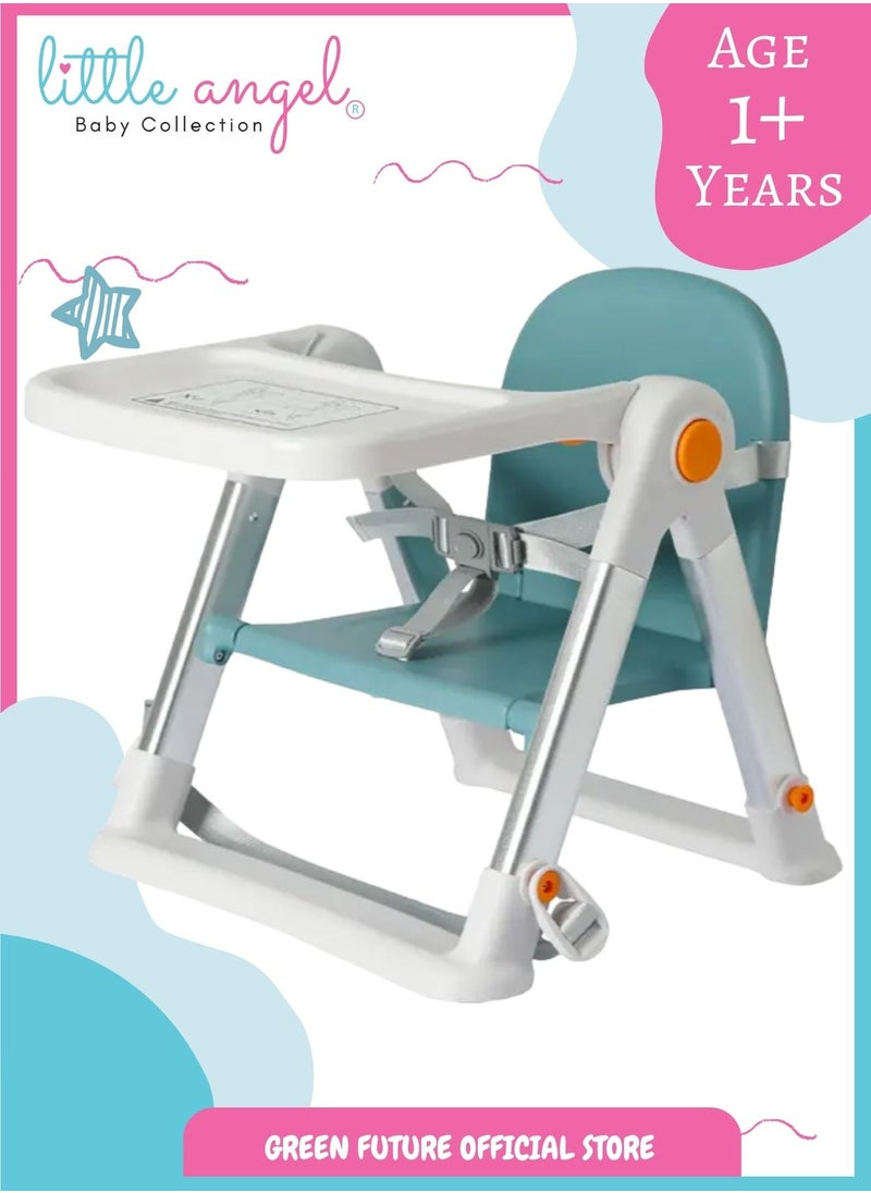 Baby Booster Seat with Safety Harness and Tray for Dining & Feeding - Foldable, Adjustable, 2-in-1 Baby Chair, Perfect for Home and Travel