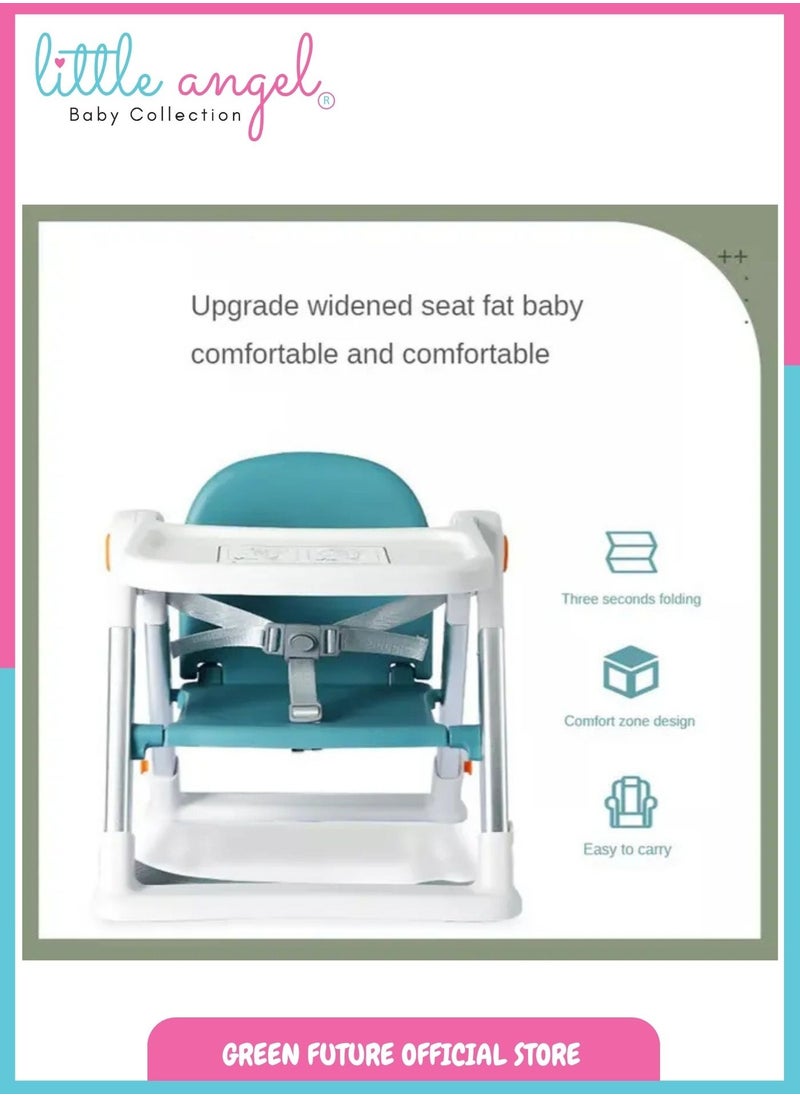 Baby Booster Seat with Safety Harness and Tray for Dining & Feeding - Foldable, Adjustable, 2-in-1 Baby Chair, Perfect for Home and Travel