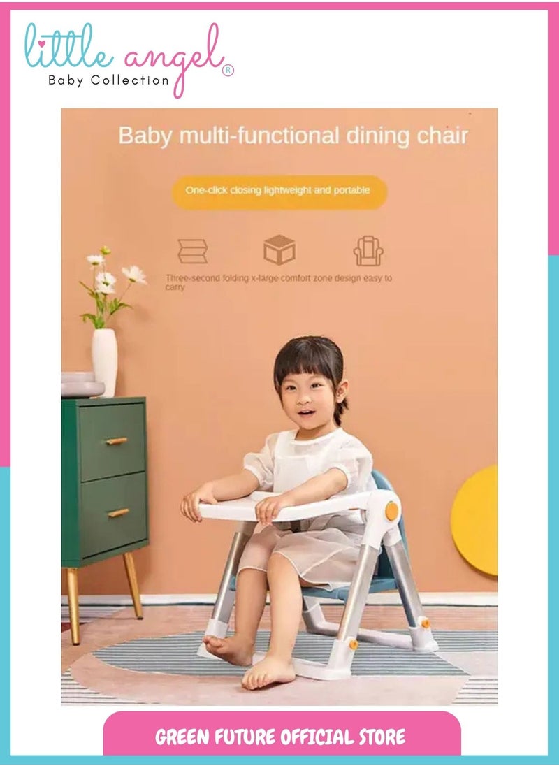 Baby Booster Seat with Safety Harness and Tray for Dining & Feeding - Foldable, Adjustable, 2-in-1 Baby Chair, Perfect for Home and Travel