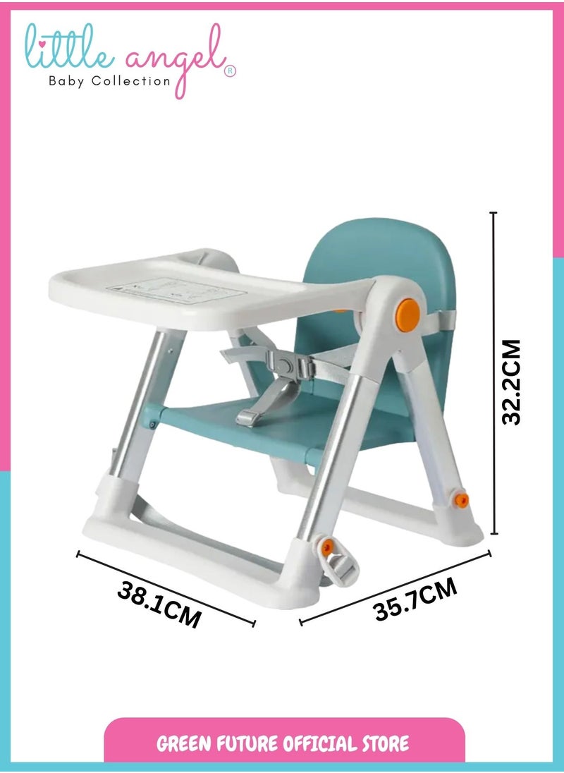 Baby Booster Seat with Safety Harness and Tray for Dining & Feeding - Foldable, Adjustable, 2-in-1 Baby Chair, Perfect for Home and Travel