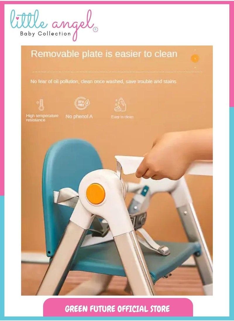 Baby Booster Seat with Safety Harness and Tray for Dining & Feeding - Foldable, Adjustable, 2-in-1 Baby Chair, Perfect for Home and Travel
