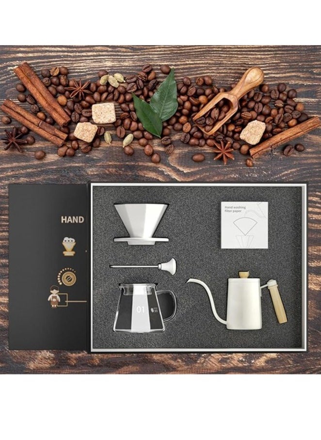 7-Piece Drip Coffee Maker Set Coffee Maker Set Coffee Kettle Dripping Cup Bean Grinder Filter Paper With Portable Hand-held Gift Box