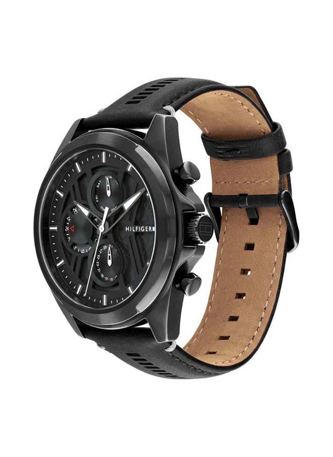TOMMY HILFIGER ROUND ANALOG MEN'S BLACK CASE WATCH - 1710654